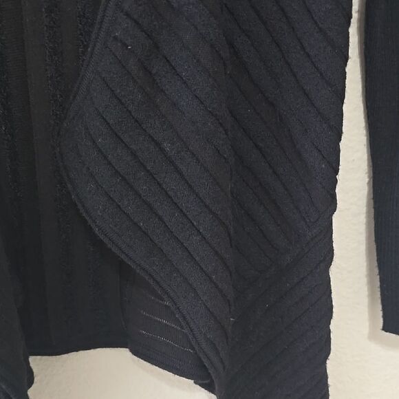 Eileen Fisher Black Cardigan Sweater with Long Sleeves and Draped Front petite - Picture 3 of 9